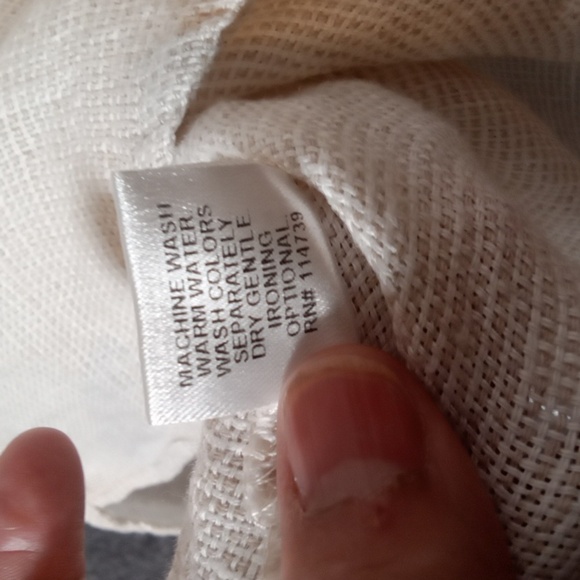 Flax  White Blouse with Cuffed Sleeves and 3/4 Length Lagenlook Linen Size P/S - Picture 7 of 12